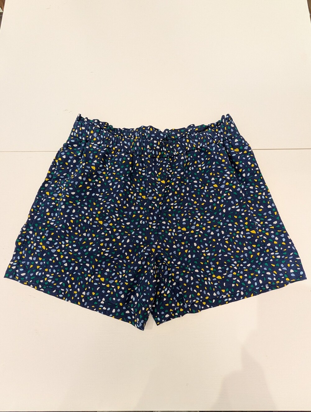 Banana Republic Linen Blend Navy Print 4in Shorts Size S Multicolor Dots Casual